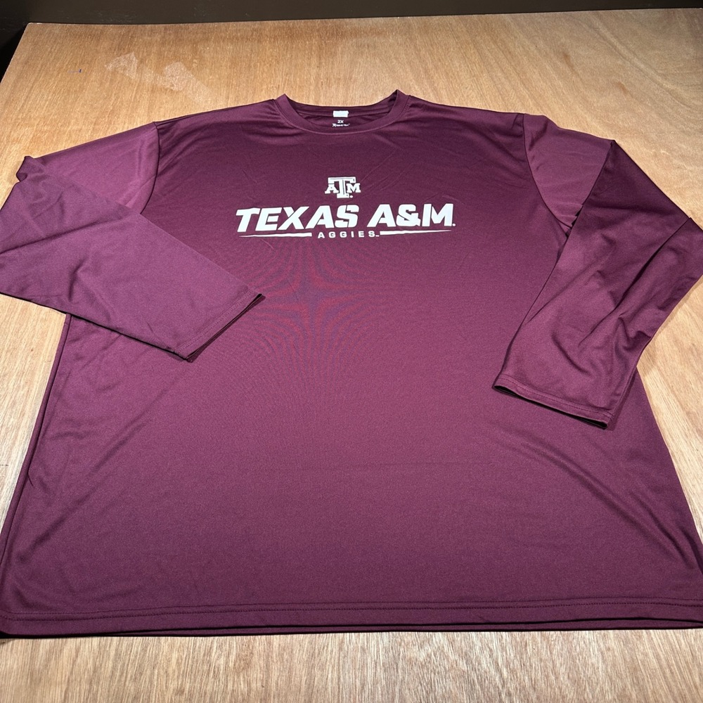 BAW Texas A&M Aggies Shirt Mens 2X Maroon Long Sleeve Xtreme-Tek Performance